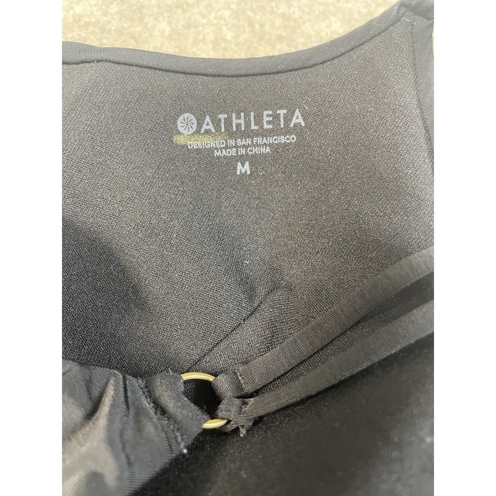 Athleta Womens Empowerment Tank‎ Top MED Black Strappy Shelf Bra Yoga Gym - Picture 8 of 12